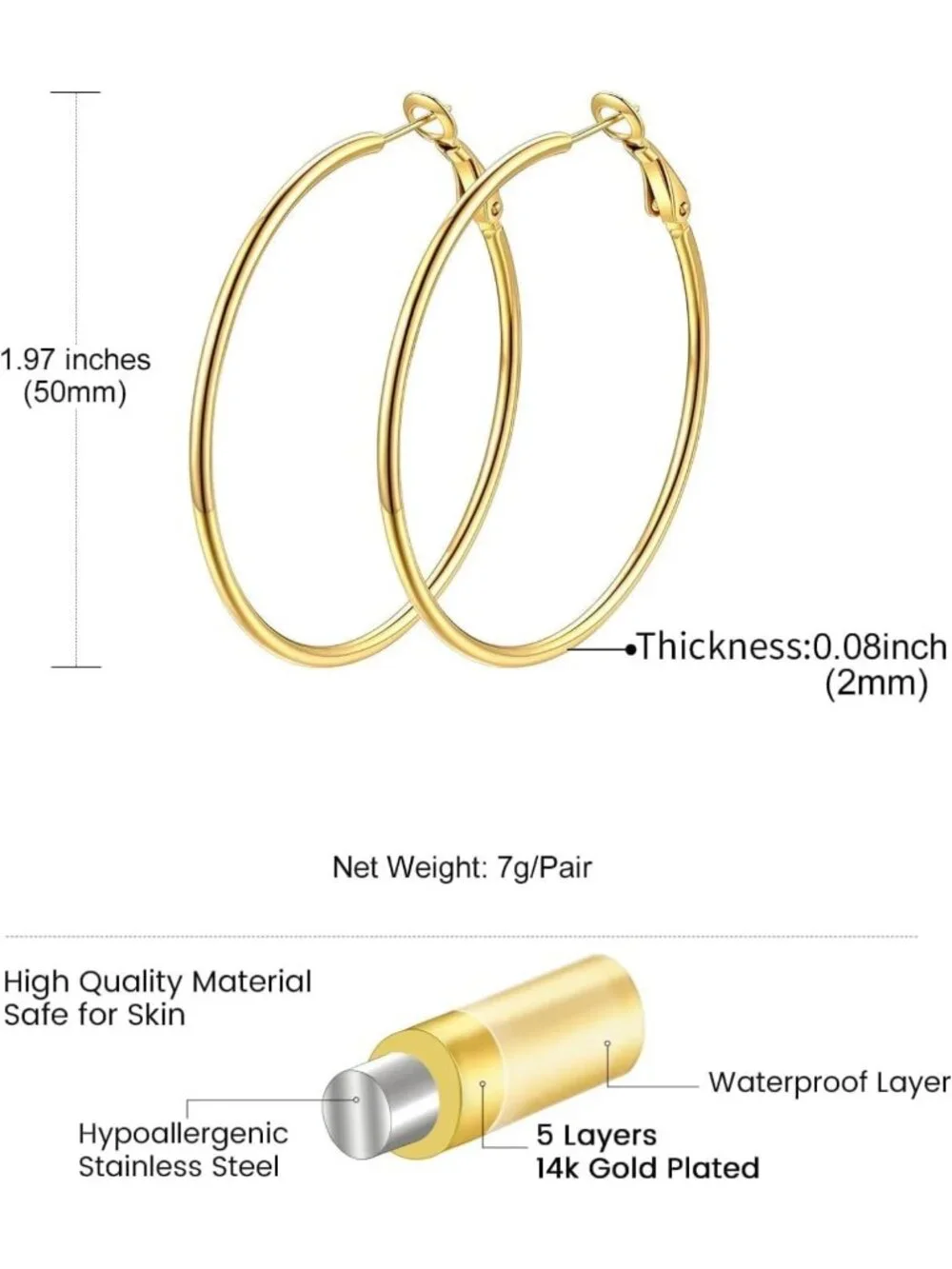 Large Silver & Gold Plated Hoop Earrings for Women - Stylish & Versatile